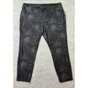 Rock & Republic Womens XL Black Metallic Foil Print Pull On Skinny Leggings Pant